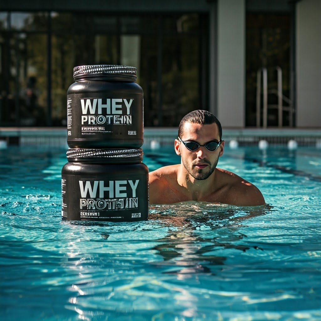 Fuel your swim with the power of protein! 🏊♂️💪 Whey protein helps build muscle, speed up recovery, and boost performance – making your next swim even stronger!"
